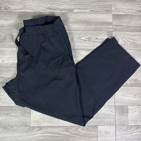 Lululemon Stretch Relaxed Tapered Fit Belted Stretch Pants Black sz 38 - Picture 1 of 9